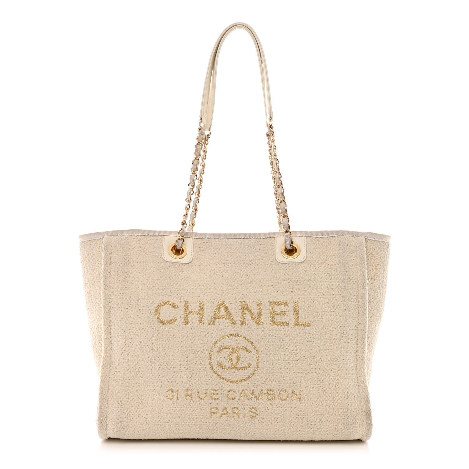 Lurex Boucle Small Deauville Tote Ivory | FASHIONPHILE (US)