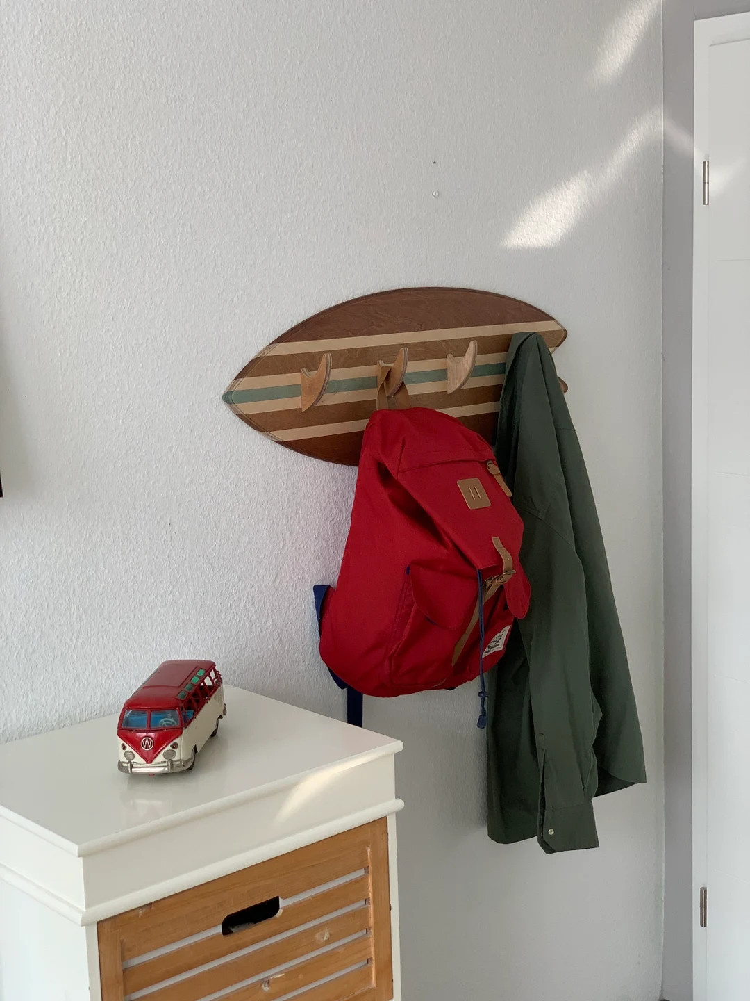 Surfboard wall-mounted coat rack, clothes hooks, coat rack, surf hooks, towel holder, surf decora... | Etsy (US)