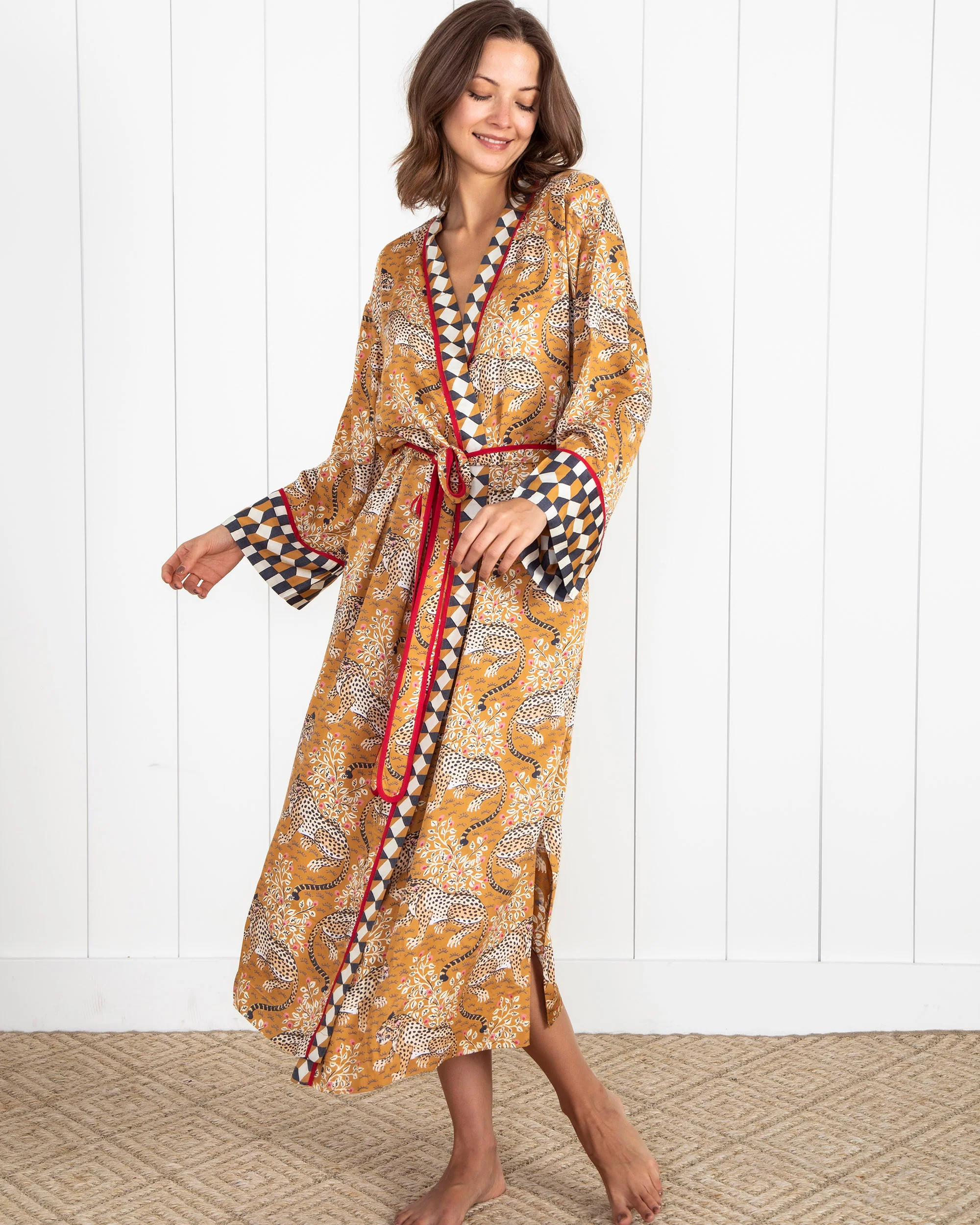 Bagheera - Women's Satin Robe- Tobacco | Printfresh