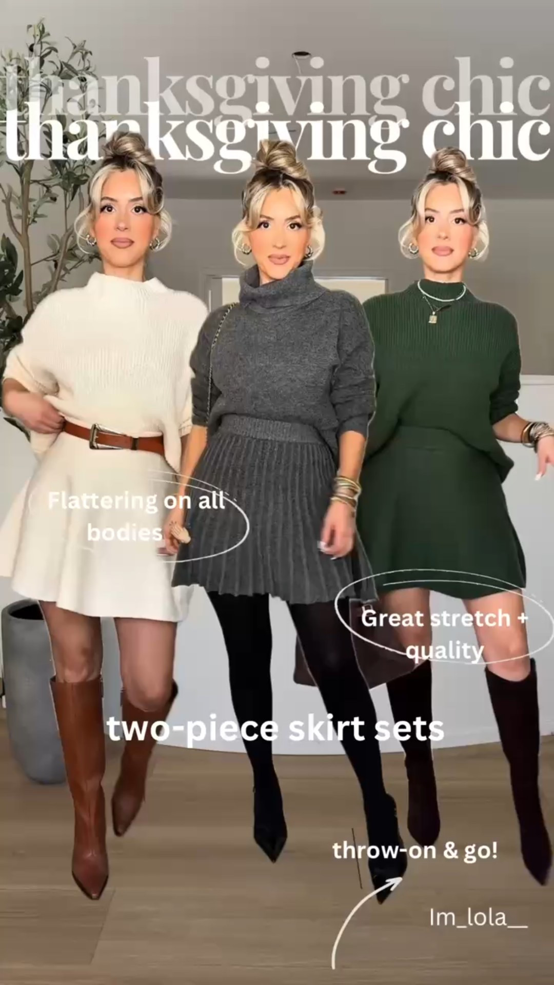 These are seriously the cutest knit two piece sets for your Thanksgiving plans 😎👏🏼

They have amazing stretch and they're flattering on all types  👌🏼

✔️I'm wearing a small in everything 


#LTKFindsUnder50 #LTKStyleTip #LTKHoliday