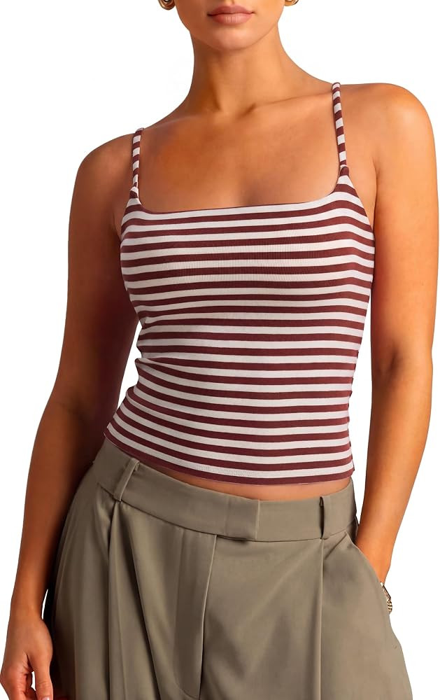 SUUKSESS Women Cotton Double Layer Unpadded Cami Summer Basic Going Out Tops | Amazon (US)