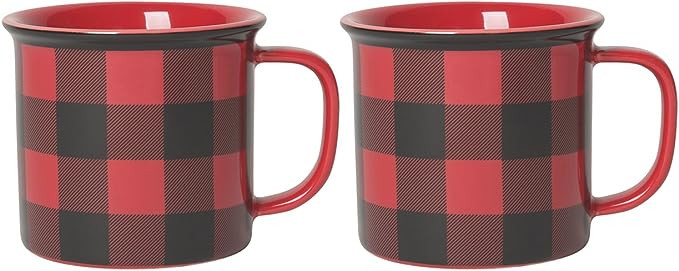 Now Designs Heritage Stoneware Mugs, Buffalo Check - 14 oz Capacity | Set of 2 | Amazon (US)
