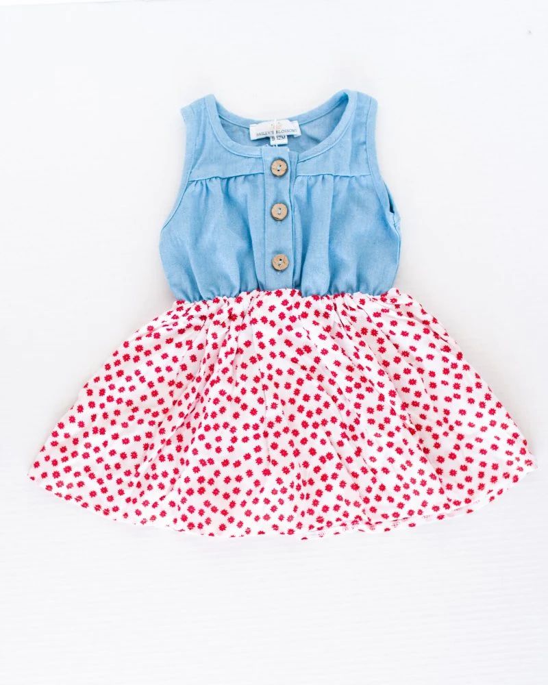 Rosie Country Day Dress - Red Daisies | Bailey's Blossoms