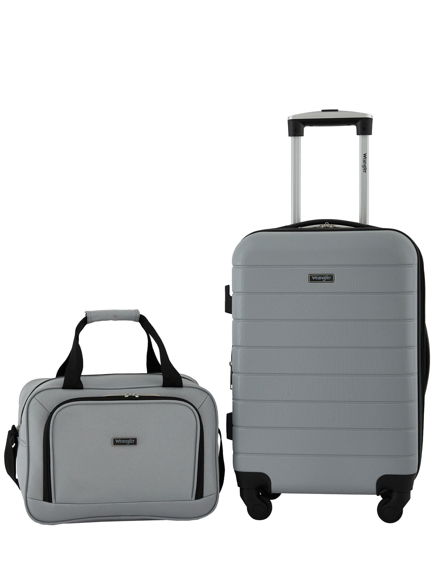 Wrangler 2-Piece Expandable Rolling Spinner Carry-on Set with Cup Holder, Ultimate Gray | Walmart (US)