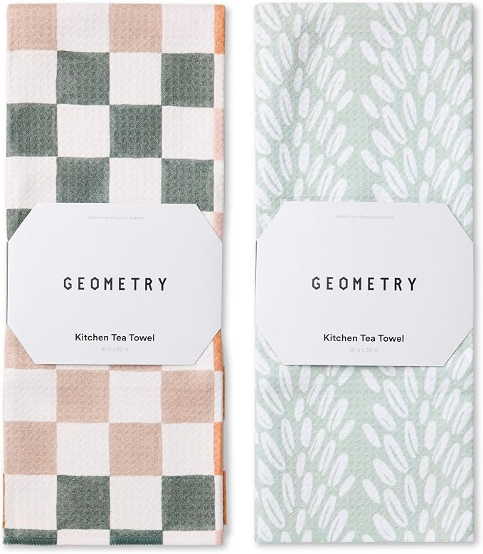GEOMETRY Kitchen Tea Towels - Quick Dry Microfiber Dish Towels for Kitchen Checkmate CA, 18" x 30... | Amazon (US)