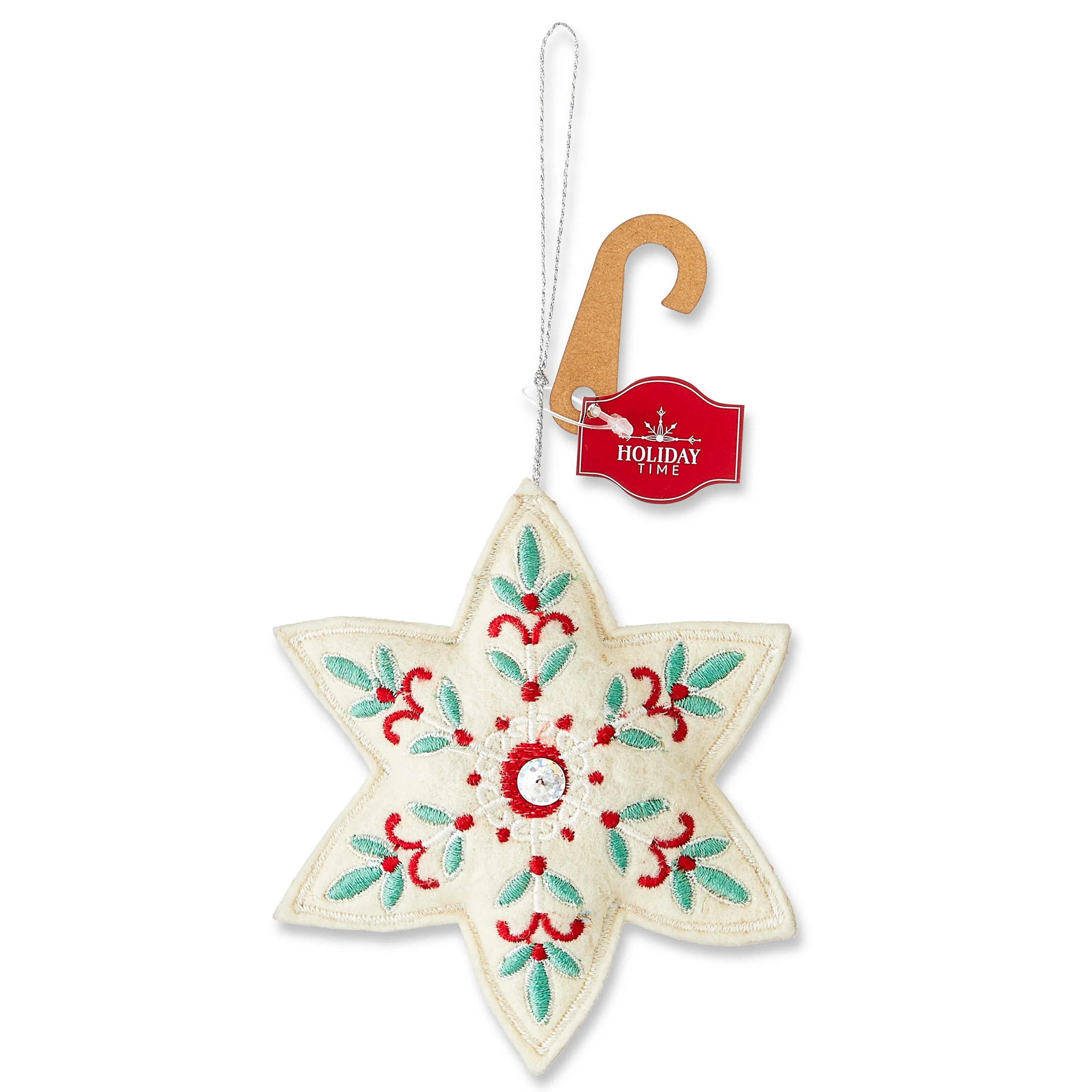 Red, White, and Green Felt Star Christmas Ornament, 4.75", by Holiday Time | Walmart (US)
