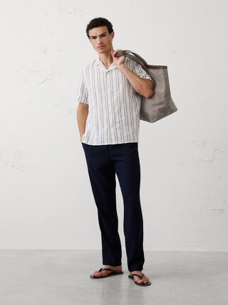 Straight-Fit Linen-Blend Pull-On Pant | Banana Republic Factory