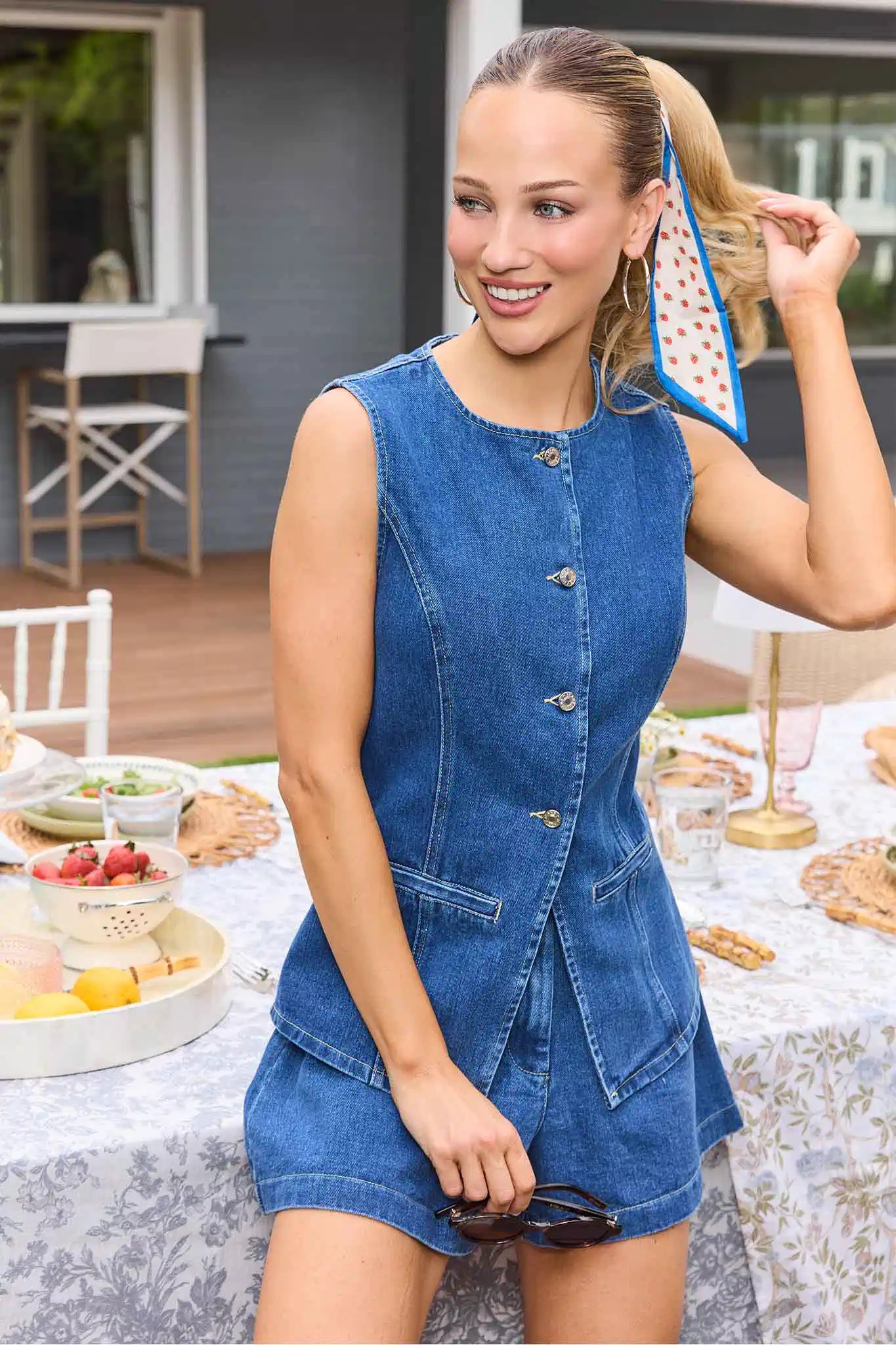 Medium Wash Denim Vest | Avara