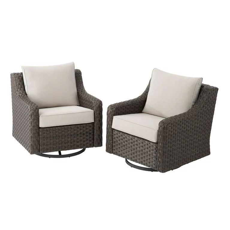 Better Homes & Gardens River Oaks Outdoor Swivel Gliders with Patio Covers, Set of 2, Dark Brown ... | Walmart (US)