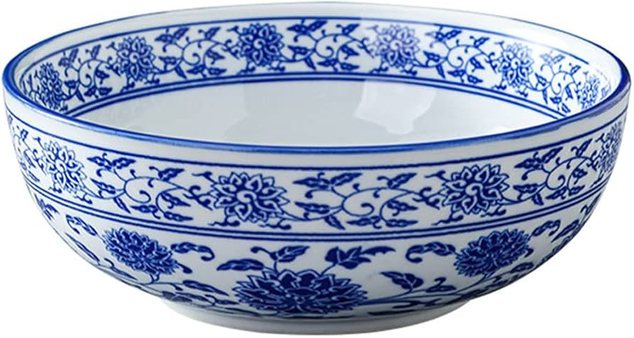 Luxshiny Blue White Porcelain Bowl Chinese Ceramic Bowl Asian Bowl Serving Bowls for Noodle Soup ... | Amazon (US)