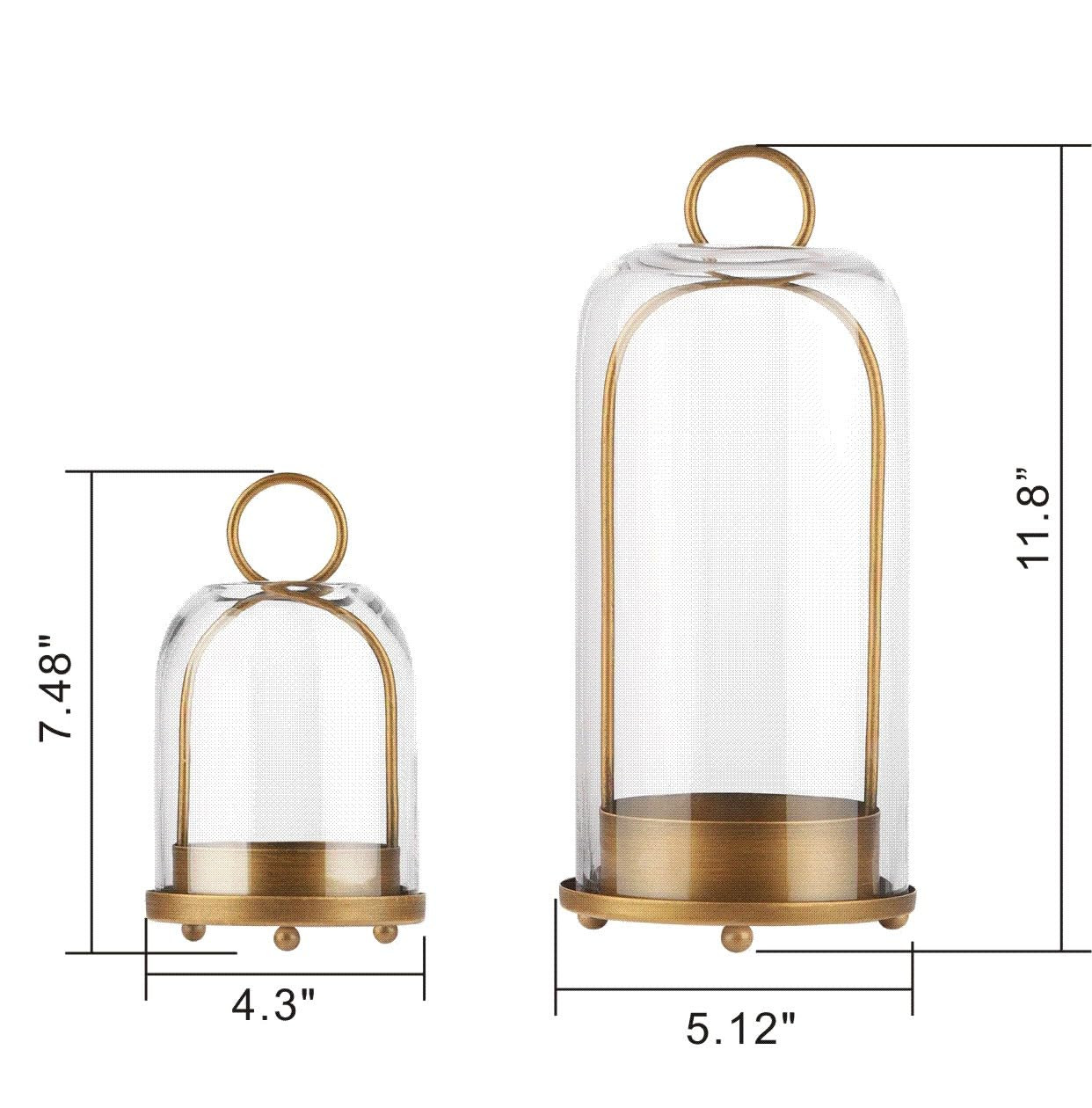 5" & 4" Wide Versatile Metal Candle Holder with Handmade Sturdy Glass Dome in Brass for Pillar Ca... | Amazon (US)