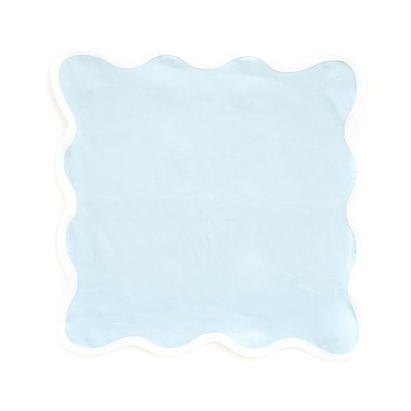 Linen Scalloped Square, Sky Blue | The Avenue