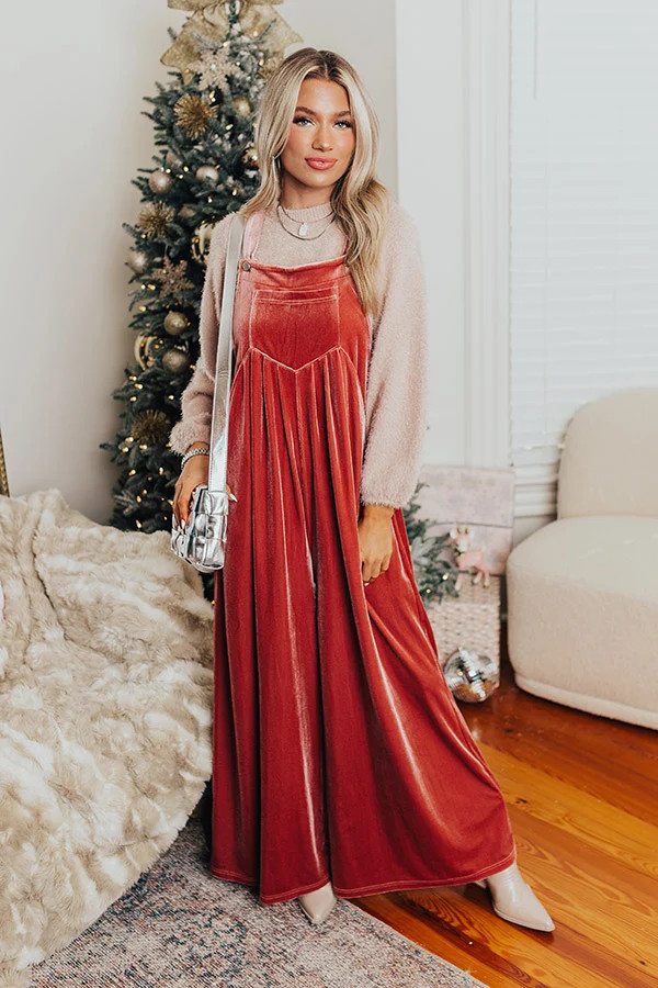 Evergreen State Of Mind Velvet Jumpsuit In Blush | Impressions Online Boutique