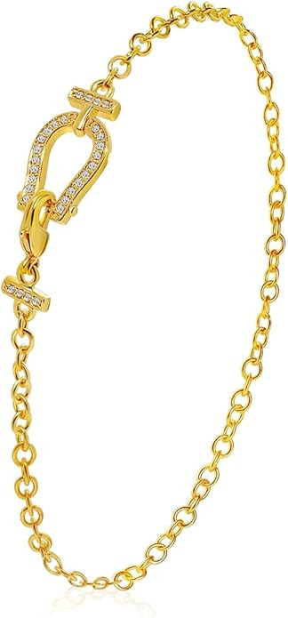 S Horseshoe Bracelet for Women with Cubic Zirconia,Horse Bracelet Jewelry Gifts for Mother Wife S... | Amazon (US)
