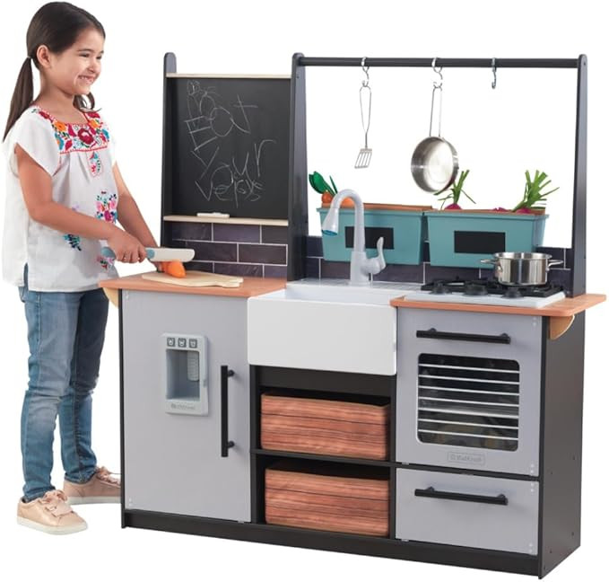 KidKraft Wooden Farm to Table Play Kitchen with EZ Kraft Assembly, Lights & Sounds, Ice Maker and... | Amazon (US)