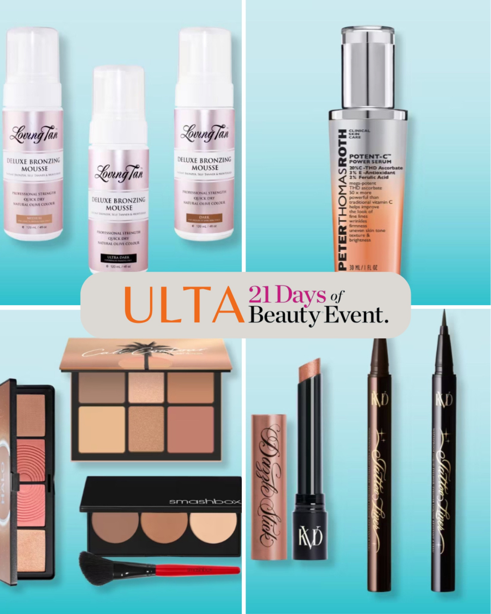 Todays half off deals at Ulta include Loving Tan and KVD eyeliner!

#LTKBeauty #LTKFallSale #LTKSaleAlert