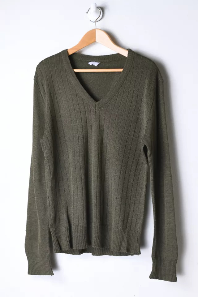 Vintage 90s Dark Moss Knit Camp Sweater | Urban Outfitters (US and RoW)