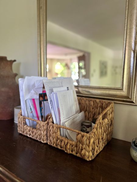 Our paperwork system for our small home.

This basket sits in the entryway and helps with incoming and outgoing papers, school work, bills and more.

Home organization / organization / small home / small space / entryway decor / storage 

#LTKFindsUnder50 #LTKHome #LTKSaleAlert