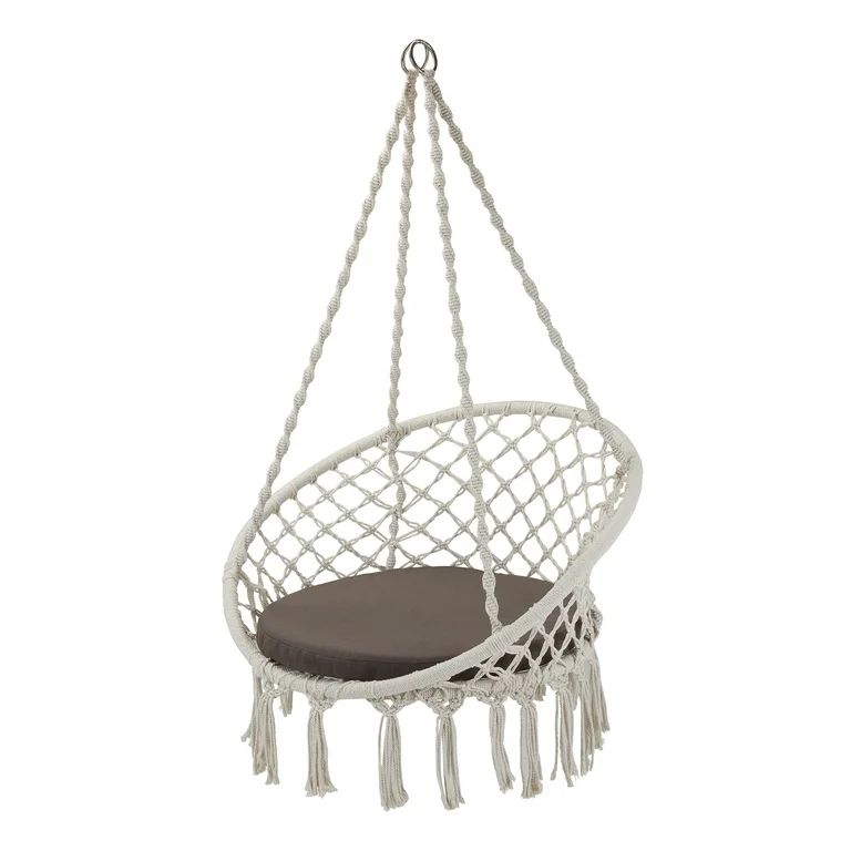 Better Homes & Gardens Harlow White Tassel Rope Hammock Swing Chair | Walmart (US)