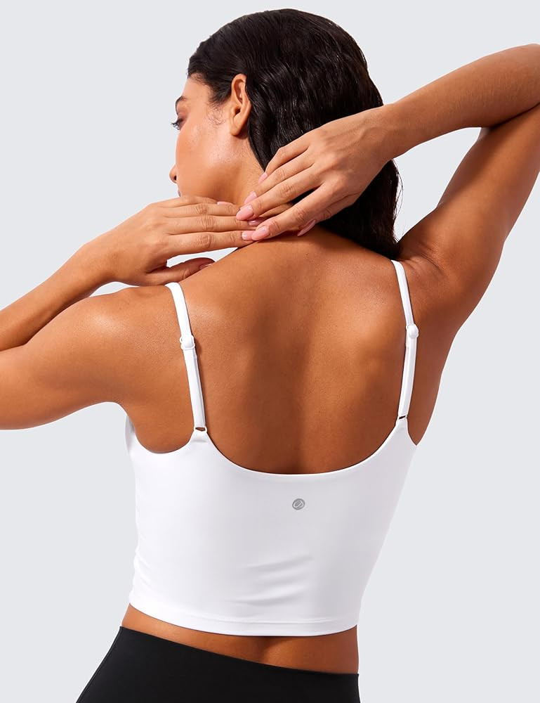 CRZ YOGA Butterlift Scoop Neck Crop Tank Tops for Women - Padded Adjustable U Back Camisole Worko... | Amazon (US)