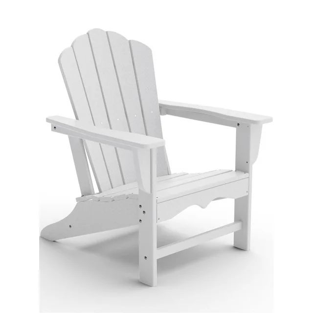 VOUA PE Adirondack Chairs, Weather Resistant Plastic Fire Pit Chairs for Patio Deck, White | Walmart (US)