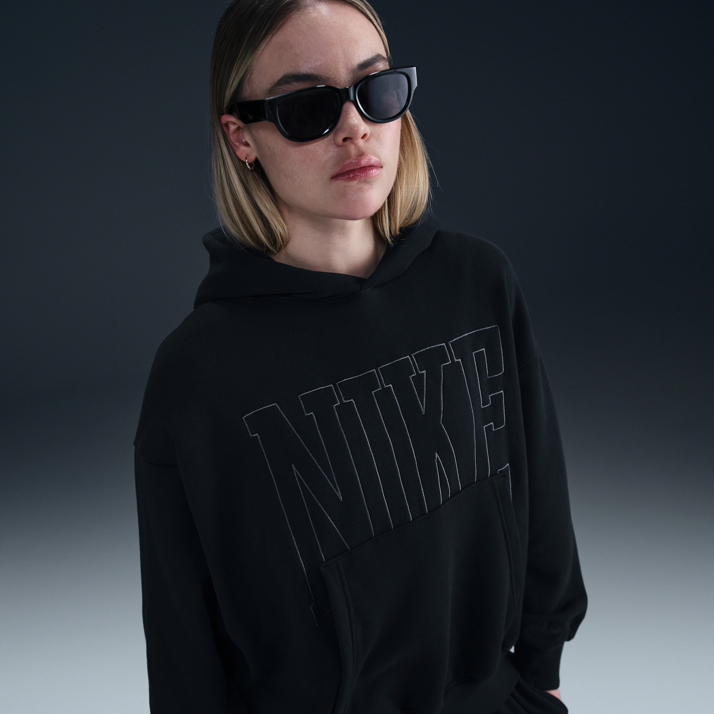 Women's Nike Sportswear Over-Oversized French Terry Pullover Hoodie in Black | HQ5887-010 | Nike (US)