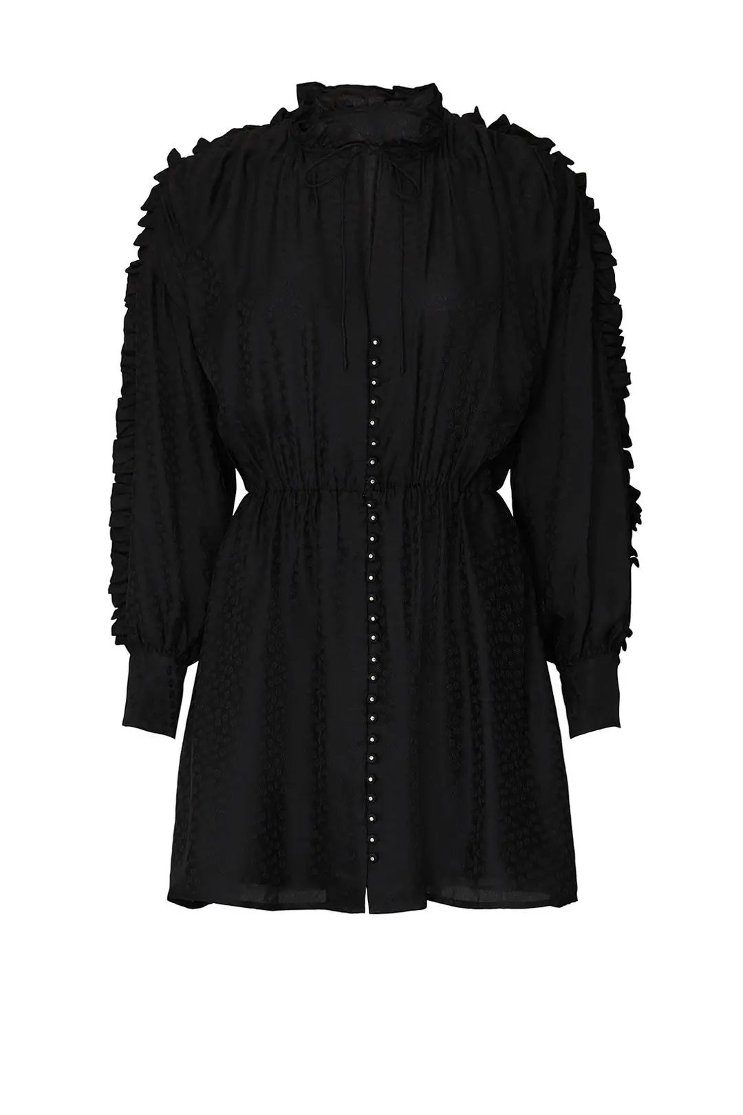 The Kooples Black Silk Ruffle Sleeve Dress | Rent The Runway