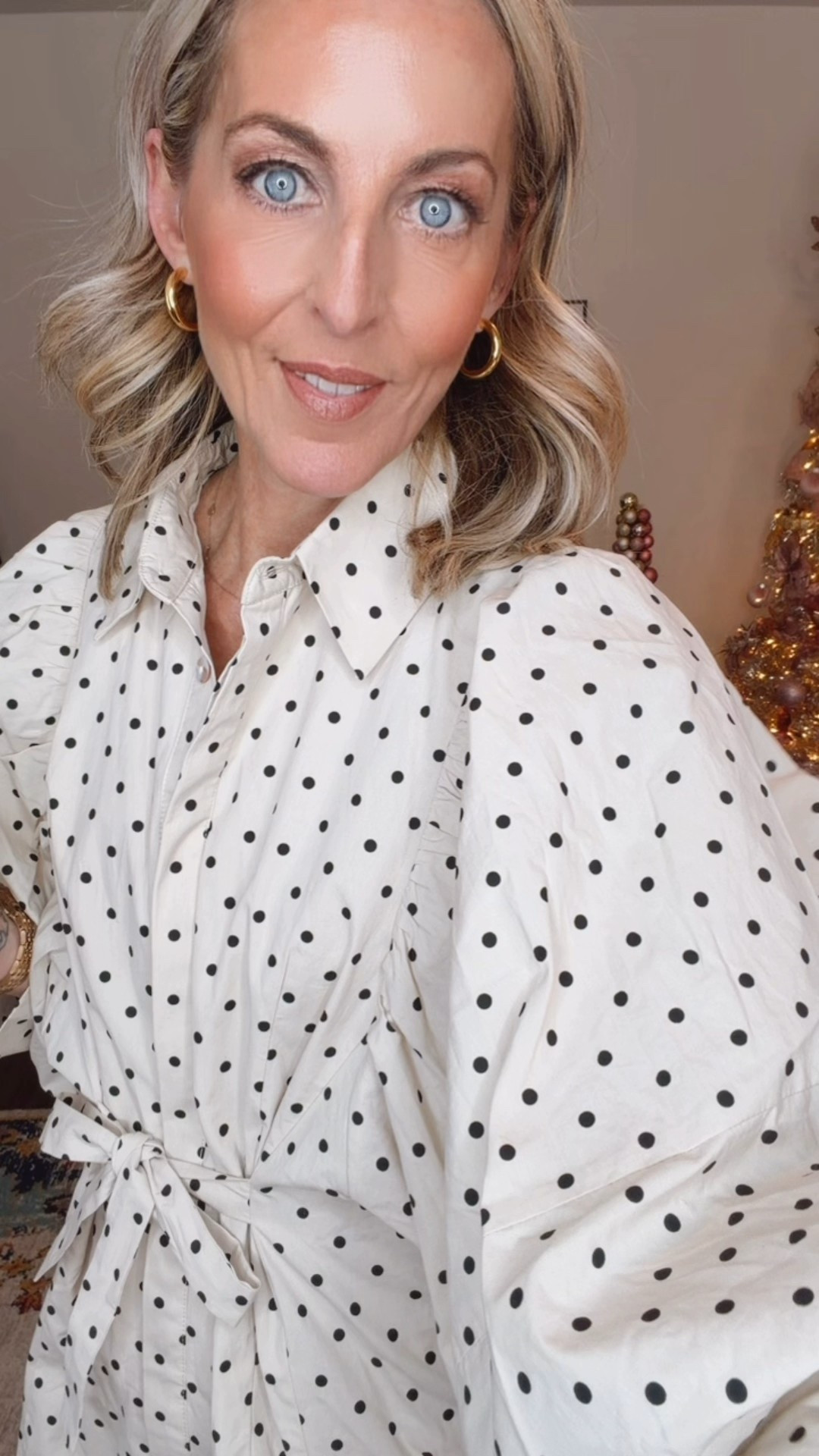 Here’s to twinkly lights, good food, and soaking in every sweet moment of this trip. Dinner plans in Mount Pleasant call for something festive, flirty, and comfy enough to linger a little longer at the table 🎄🤍 This polka dot moment is bringing all the holiday cheer—easy, classic, and just the right amount of fun. Wearing a size small, paired with boots and a Christmas-ready smile, and we’re officially ready to celebrate.

#LTKHoliday #LTKgrwm #LTKootd