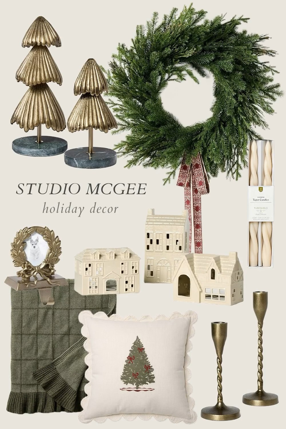 Studio McGee’s holiday home decor collection is here! Grab your favorites while you can! Stockings, artwork, candlesticks, candle, coffee mug, cedar, pine, wreath, garland, bells, christmas tree, throw blanket, pillow, houses, holiday gift, gift list#LTKHoliday #LTKhome

#LTKStyleTip #LTKSeasonal #LTKHome