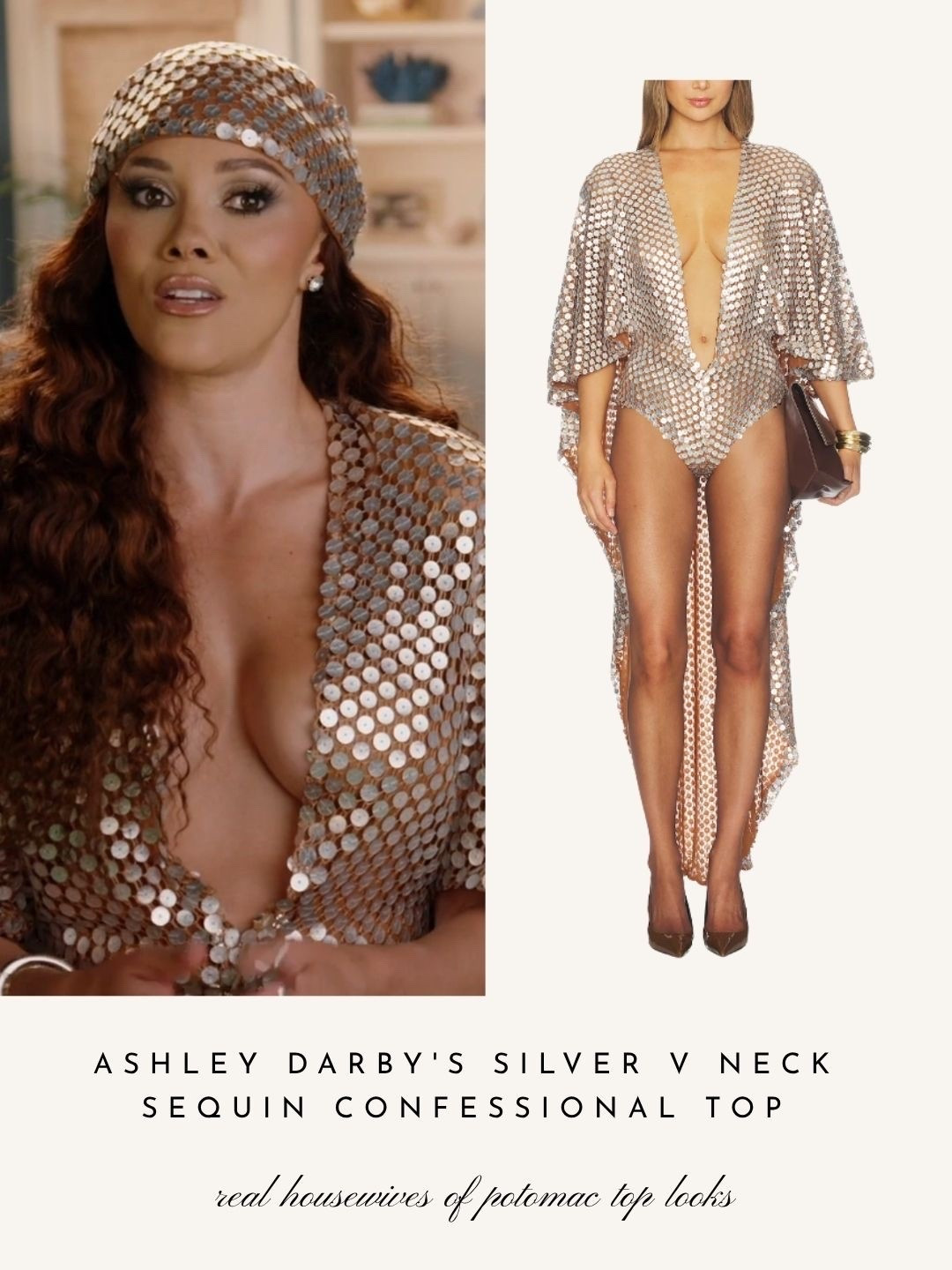 Ashley Darby’s Silver V Neck Confessional Top