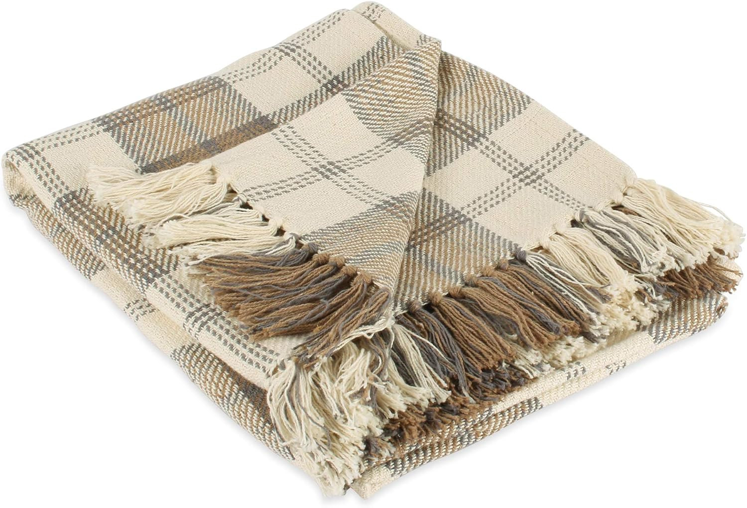 DII Farmhouse Woven Throw, 50x60 with 3" Fringe, Stone | Amazon (US)