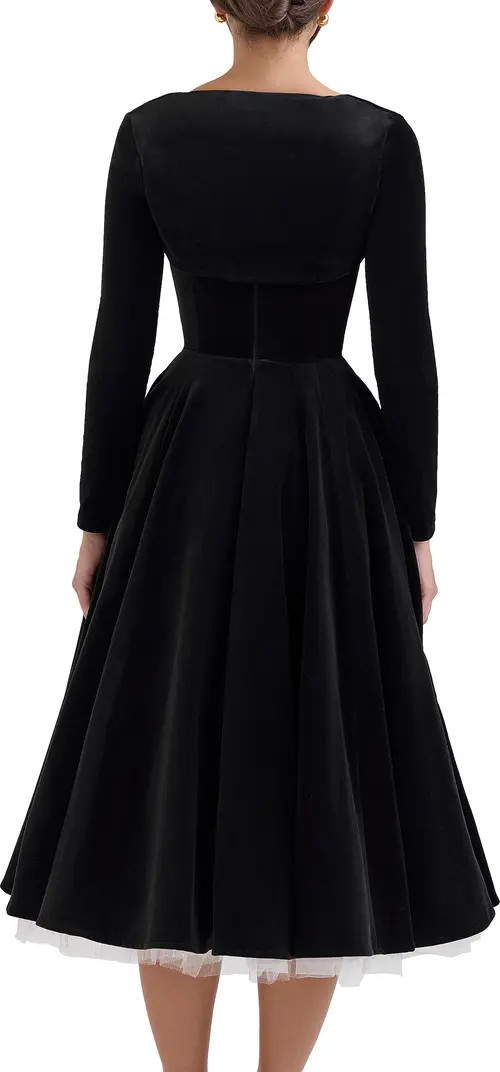 Mademoiselle Long Sleeve Midi Cocktail Dress | Nordstrom