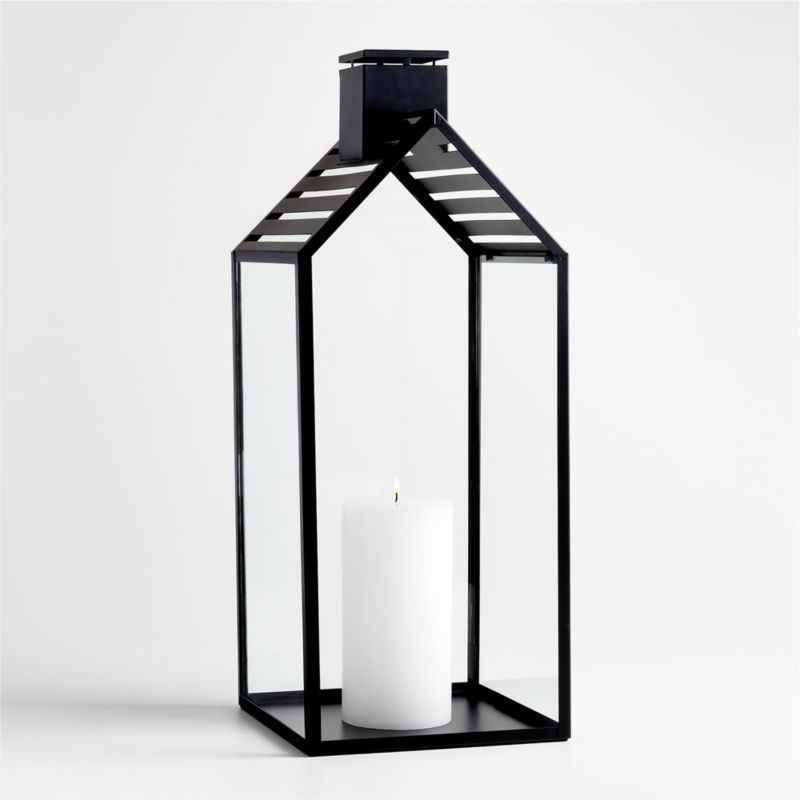 Haus Black Metal Lantern 24" | Crate and Barrel | Crate & Barrel