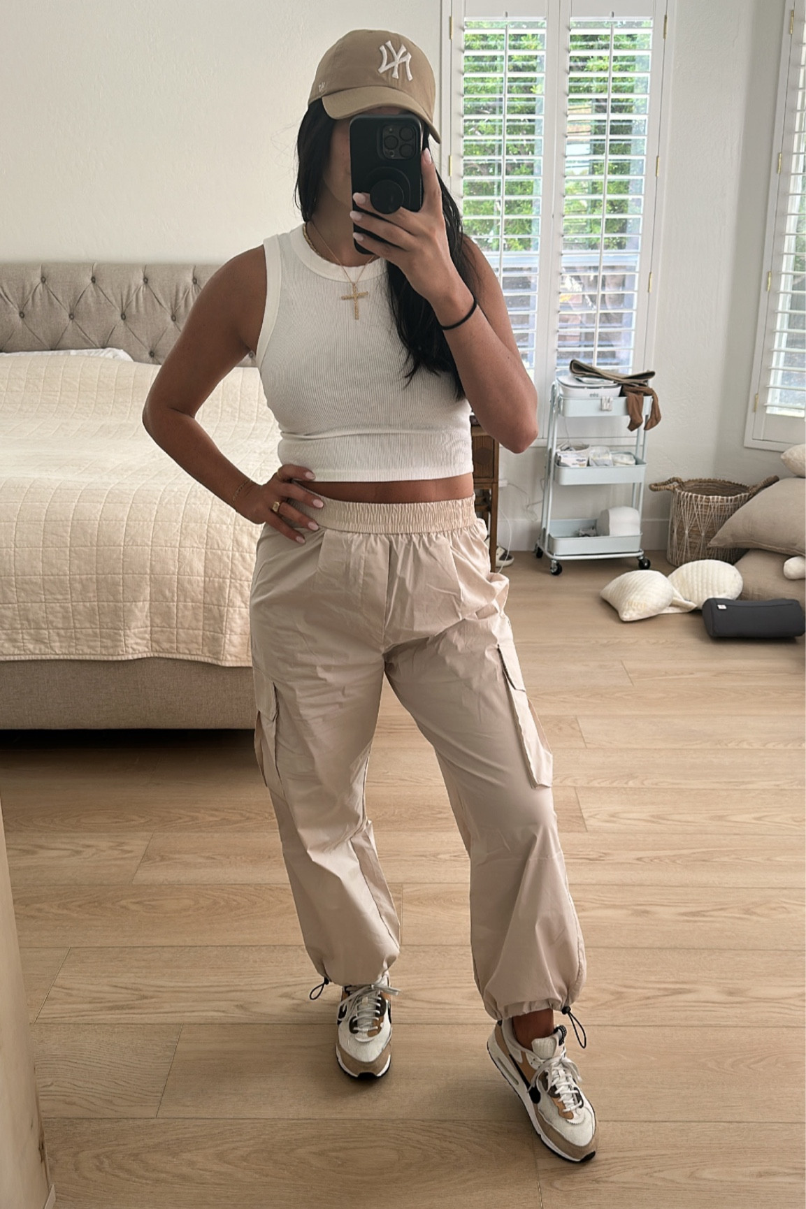 Todays postpartum feel good outfit! I am wearing a size small in this Abercrombie tank, size small in these lulus cargo joggers 

WOMENS Nike sneakers 
WOMENS dad hat 
Under $100 


#LTKSeasonal #LTKstyletip #LTKshoecrush