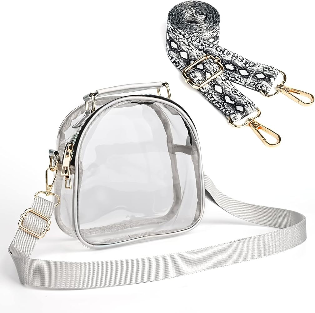 Clear Bag Purse, Crossbody Bag Stadium Approved, See-Through Handbag with 2 Shoulder Straps | Amazon (US)