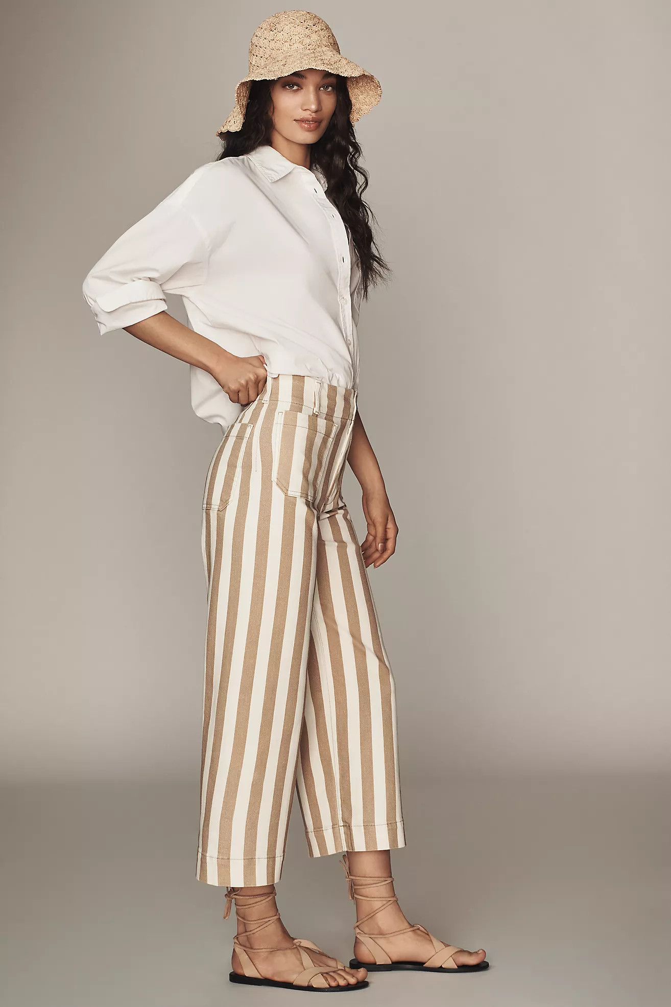 The Colette Cropped Wide-Leg Jeans by Maeve: Striped Edition | Anthropologie (US)