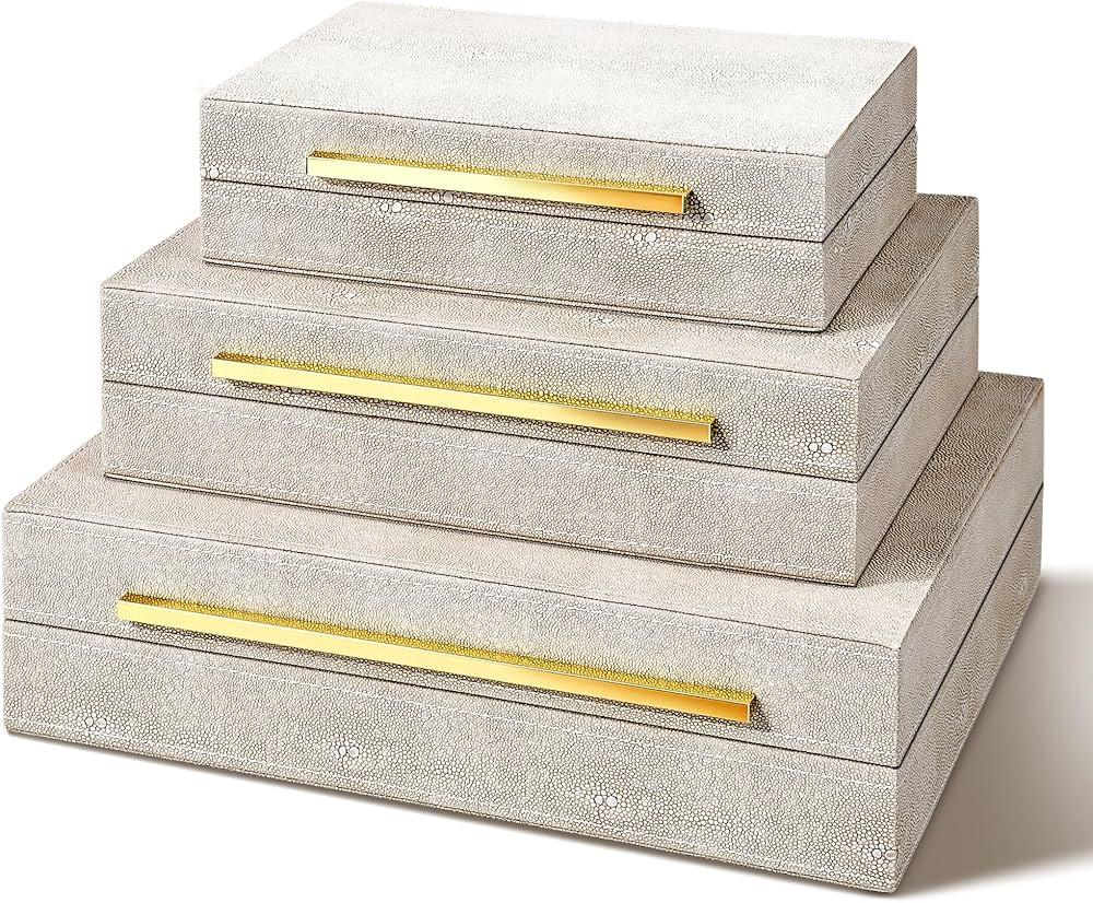 Set of 3 Faux Leather Decorative Storage Boxes with Lids - Jewelry and Accessory Organizer for Wo... | Amazon (CA)