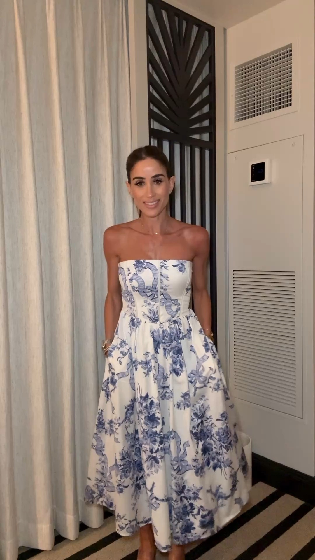 Spring floral blue and white midi dress going fast! Go bra feee and petite friendly size xxs short on sale! 

#LTKSaleAlert #LTKPetite