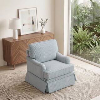 Uixe Pinstripe Blue Chenille 360\u00b0 Swivel Modern Upholstered Accent Arm Chair With Metal Base... | The Home Depot