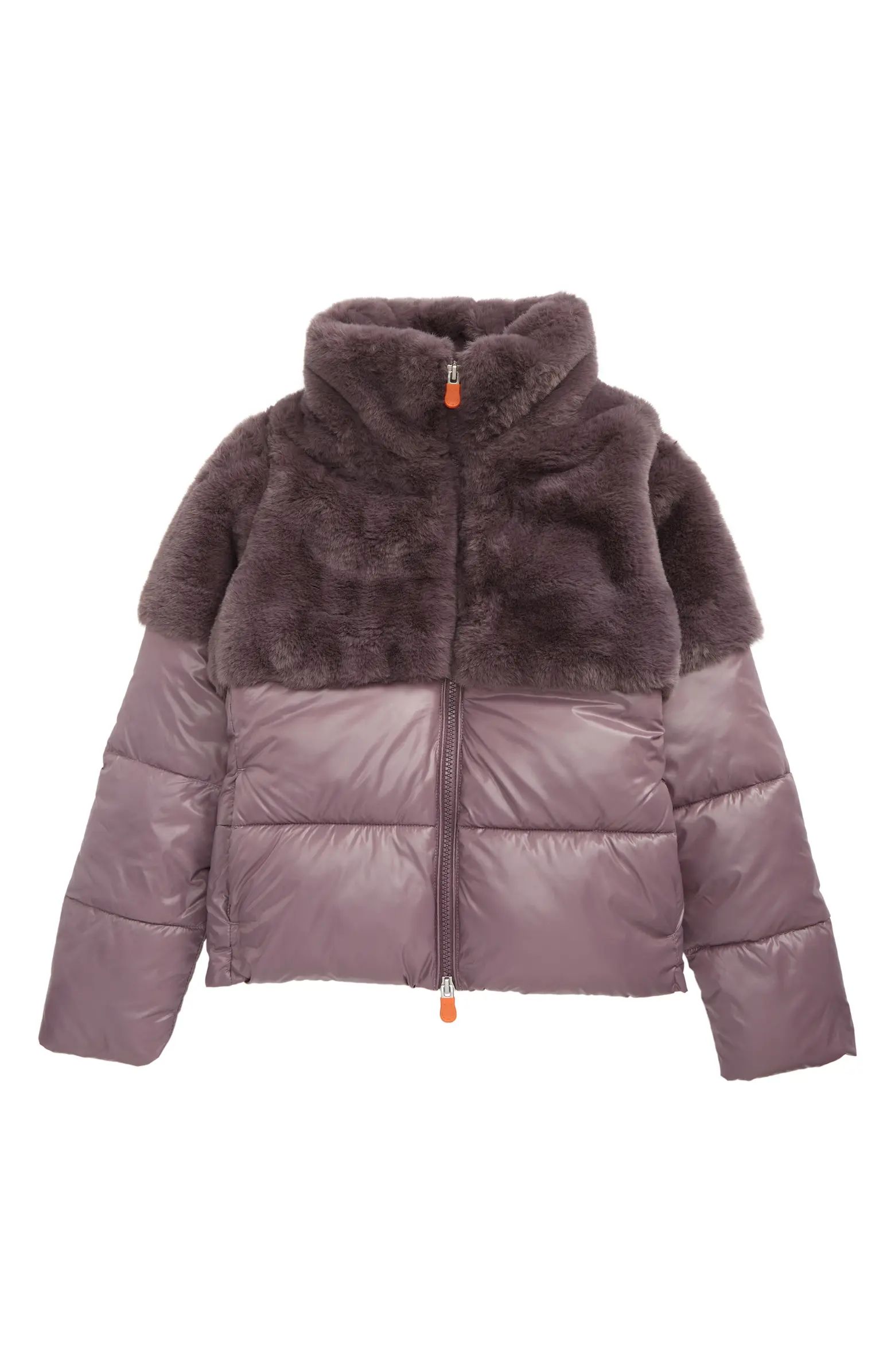 Save The Duck Kids' Callie Faux Fur Contrast Puffer Jacket | Nordstrom | Nordstrom
