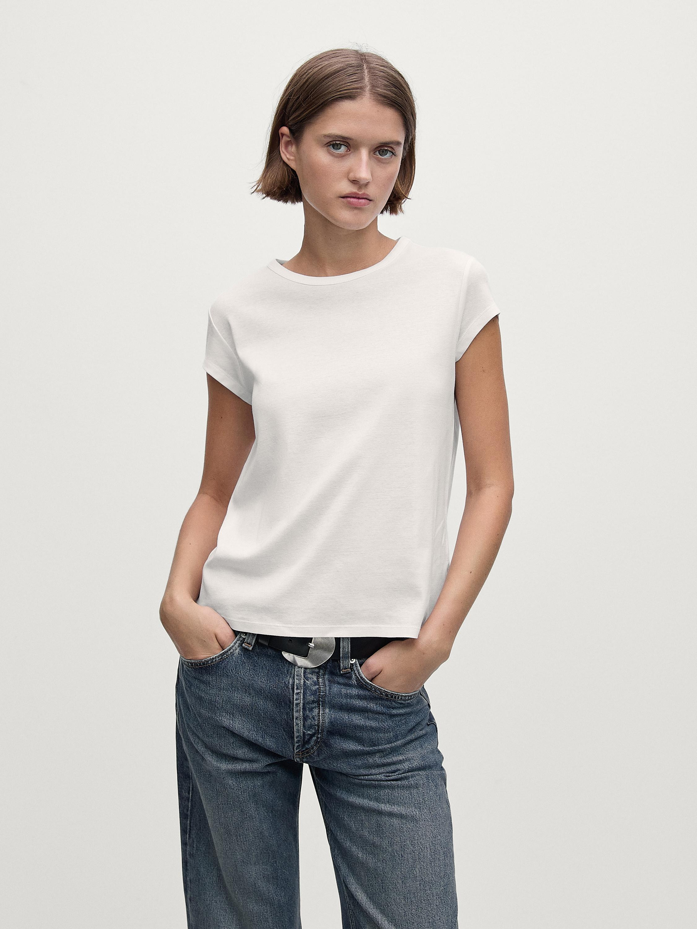 100% mercerised cotton short sleeve T-shirt | Massimo Dutti US