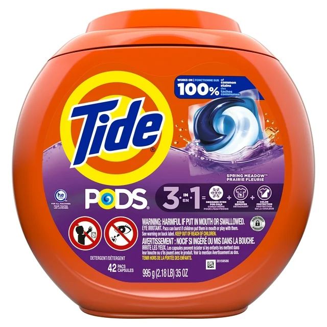 Tide PODS Liquid Laundry Detergent, Spring Meadow Scent, HE Compatible, 42 Count | Walmart (US)