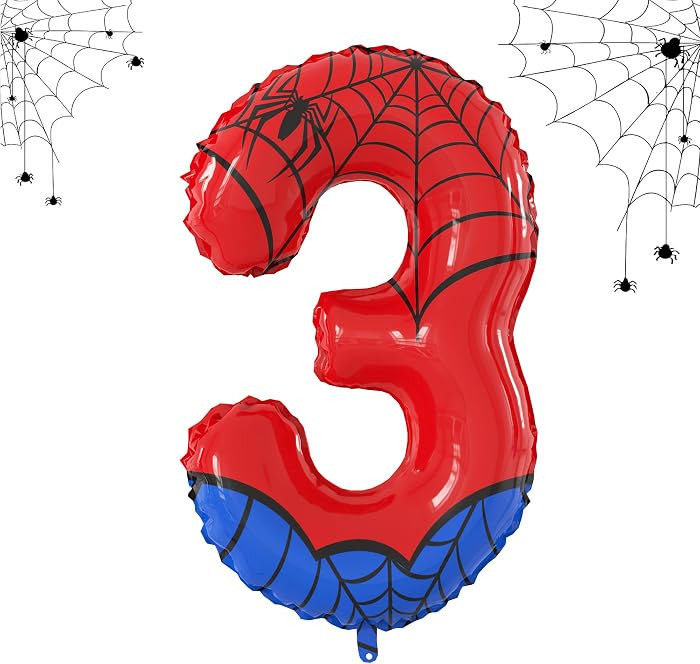 40 Inch Giant Spider Theme Number Foil Balloons - Large Number 3 Balloons for Kids' Birthday Anniversary Party Decorations Supplies (Numbers 0-9 Available) | Amazon (US)