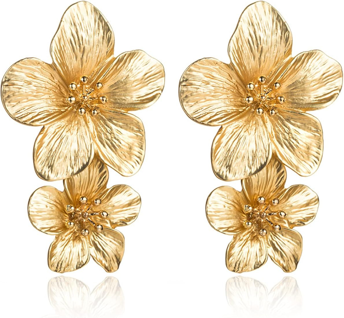 Gold Flower Earrings Gold Dangle Earrings for Women Romantic Boho Flower Statement Earrings for W... | Amazon (CA)