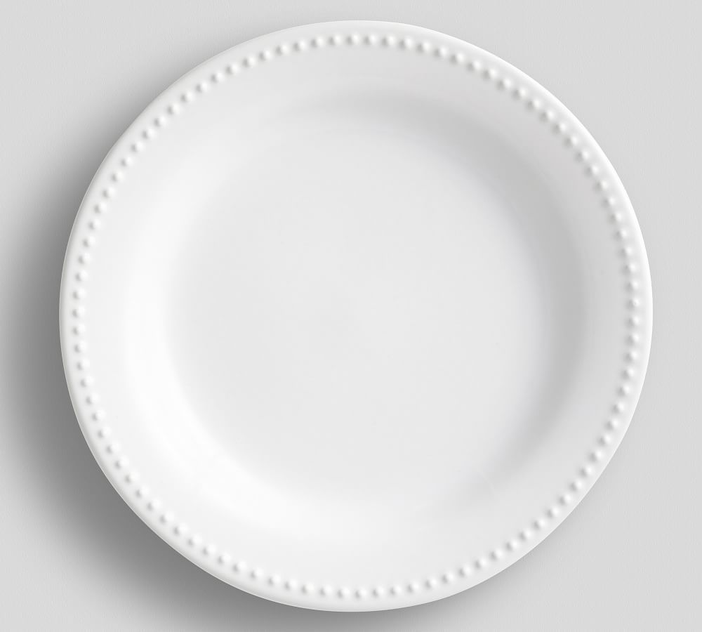 Emma Beaded Stoneware Dinner Plates, Set of 4 - True White | Pottery Barn (US)
