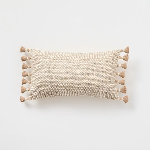 Two-Tone Chunky Linen Tassels Pillow Cover | West Elm (US)