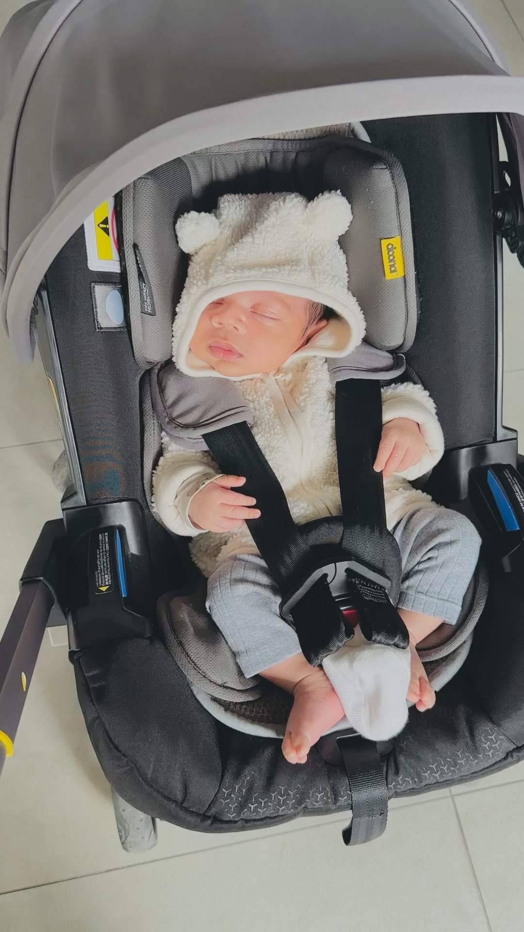 Doona. 
Doona Convertible Infant Car Seat/Compact Stroller System with Base. 

An innovative all-in-one travel system includes an infant car seat that's got its own compact stroller and integrated wheels built into the base.Why parents will love it: The seat is certified for air travel, making it easy to get sleeping babies from one plane, down the concourse and onto the next plane.Why kids will love it: Baby can keep snoozing as you arrive at your destination and start strolling, or finish your walk and get ready to load up the car and head home.Maximum child weight/height: 35 lb.; up to 32".

Stroller weight/dimensions: 16.5 lb.; 17.3" x 23.6" x 26" folded; 17.3" x 32.3" x 40" unfolded.

Fold: One-step fold/conversion from car seat to stroller.

Safety Features: Three-layer side-impact protection, thick, protective padding inside and a LATCH base that can stay in your car for convenient snap-in, snap-out travel (although the seat can be used safely without the LATCH base) make it convenient, safe and very easy. Anti-rebound protection.

Harness: Adjustable five-point harness with padding

Car installation: LATCH base is included; seat can be used with or without included base.

Tires: Front swivel wheels, larger back wheels

Car seat compatibility: The seat is a rear-facing infant car seat; no need for additional adapters.

Includes LATCH base and vehicle seat protector
Five-point adjustable safety harness
Adjustable-height push handle
Extendable sun canopy
PVC- and BPA-free materials
Textile/polyurethane/polyethylene .


#LTKbump #LTKfamily #LTKbaby