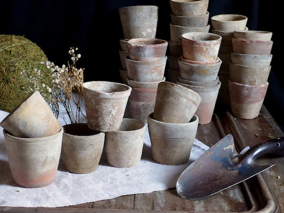 Set of 7 Vintage French Small Clay Pots. Garden Wedding. | Etsy | Etsy (US)