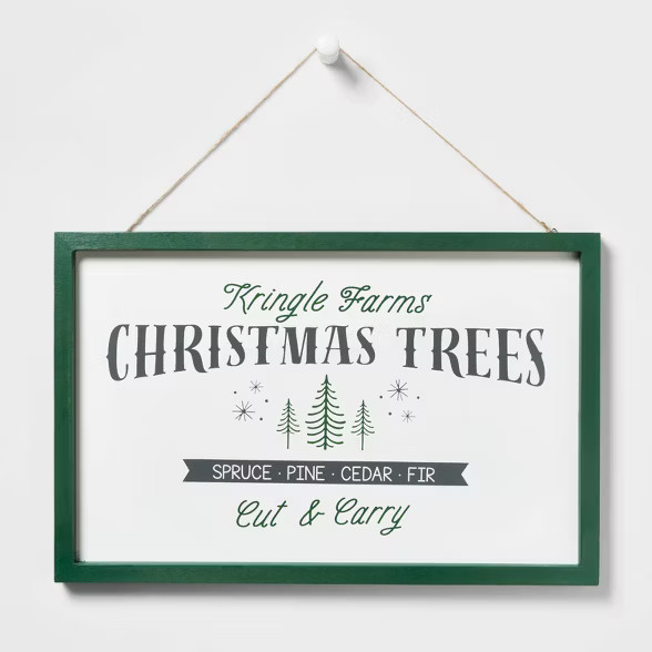 Kringle Farms Christmas Trees Hanging Sign Green/Cream - Wondershop™ | Target