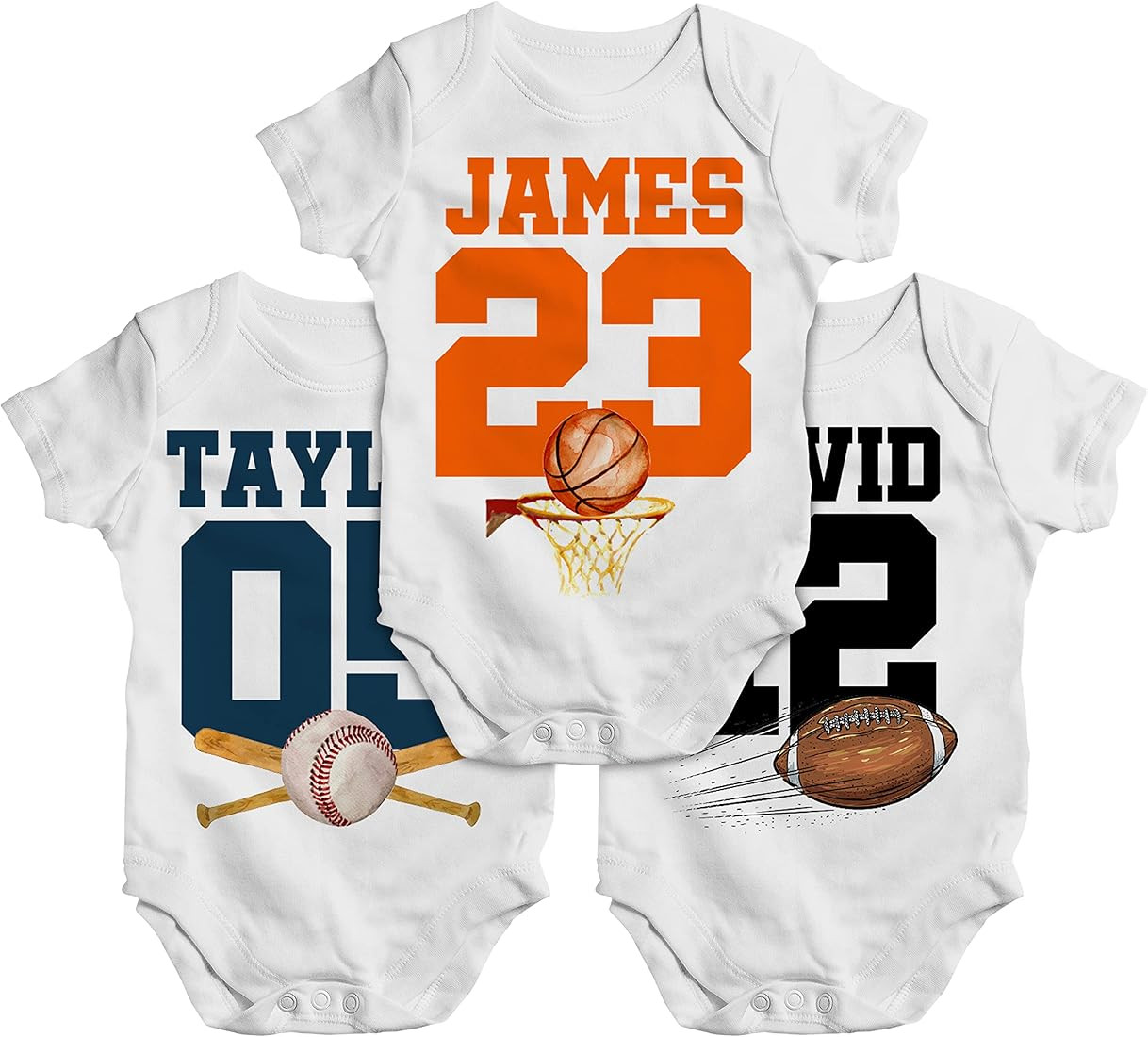 Personalized Sports Baby Onesie for Boy - 8 Designs & Colors Customized Baseball Girl Outfits Gif... | Amazon (US)